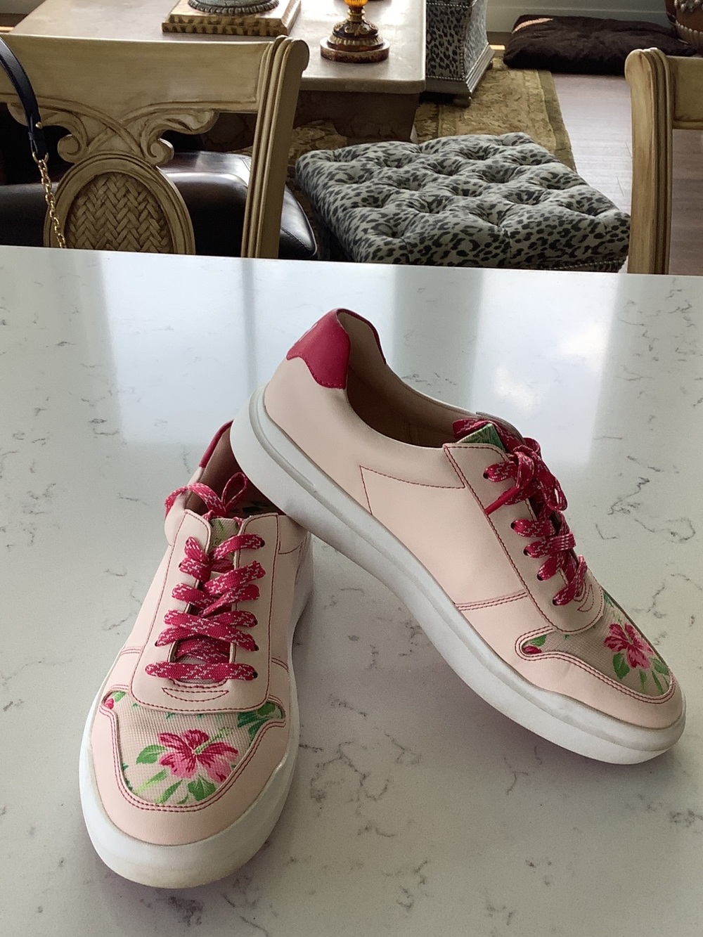 Cole Haan Pink Floral Embroidered Lace-Up Sneakers